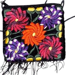 Embroidered Flowers Small Square Bag